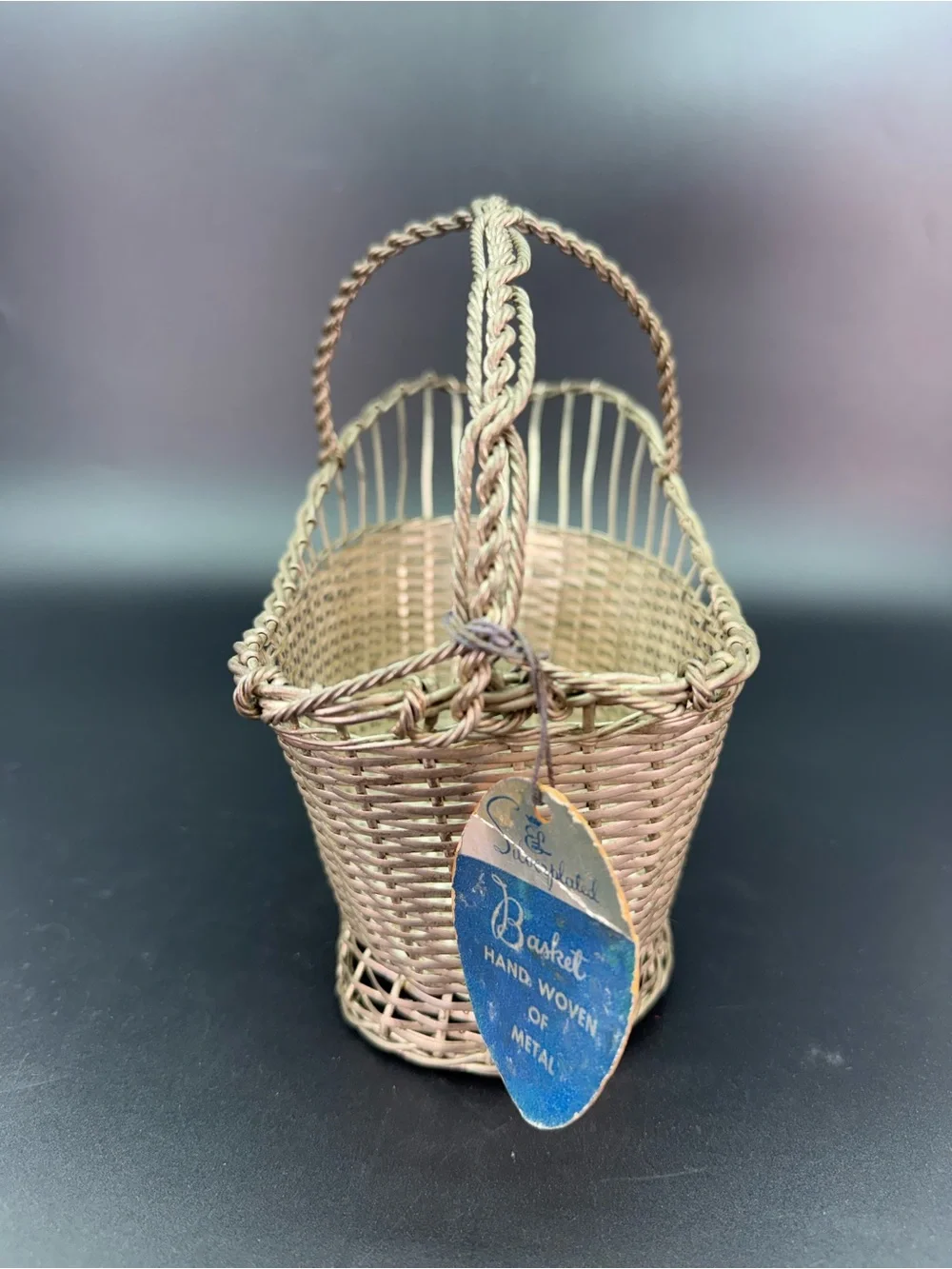 Vintage Silverplated Woven Wine Pouring Basket